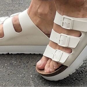 Papillio Cream Triple Strap Sandals